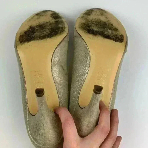 Nina heels size 9 39 Gold metallic peep toe pumps - Picture 5 of 8